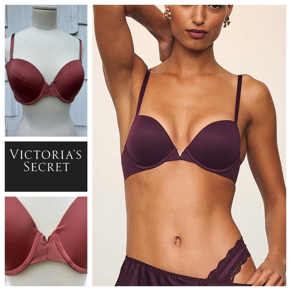 Victoria's Secret Multi-Way Padded Underwire Bra 34DD‎ Dark Rose Gold V Hardware